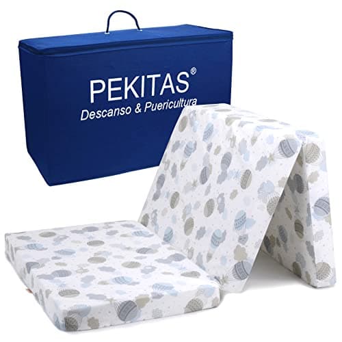 PEKITAS Matelas Lit Parapluie 60x120 cm Pliable Epais épaisseur 6 cm Inclut Sac De Transport Housse Lavable Bébé Baby Matelas Pliant De Voyage Berceau Respirant Imprimé Ballon Vert