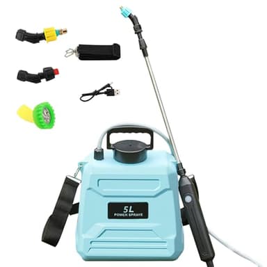 Pulvérisateur Électrique Portable 5L/8L à Dos avec Lance Télescopique - Autonomie 120 Min, Pulvérisateur à Dos Rechargeable, Recharge USB Type-C (Harnais + 3 Buses) pour Jardin/Plantes (bleu-5L)