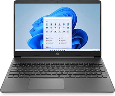 HP Laptop 15s-fq0003sf, Full-HD Display, Intel Celeron-N4120, 4 GB RAM, 128 GB SSD, Windows 11 Home S, Microsoft 365 Personnel 12 mois inclus, Clavier AZERTY Français, Gris foncé