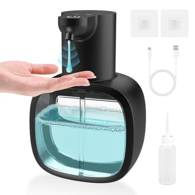 Dalugo Distributeur de savon automatique USB C - Accessoire Salle de Bain - Fixation murale - 500 ml - Distributeur de savon électrique avec capteur - Réglable - Noir