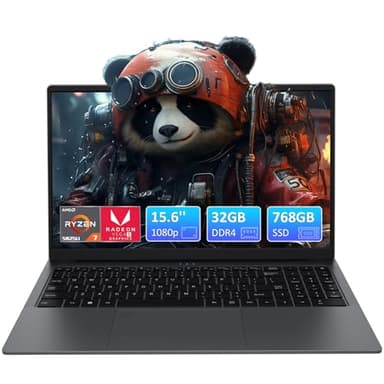 Auusda Ordinateur Portable de Jeu, 32 Go de RAM DDR4 1 to, processeur AMD Ryzen7 5825U (4,5 GHz), Lecteur d'empreintes digitales, obturateur de confidentialité, HDMI,Mini SD, Pc Portable Bureautique