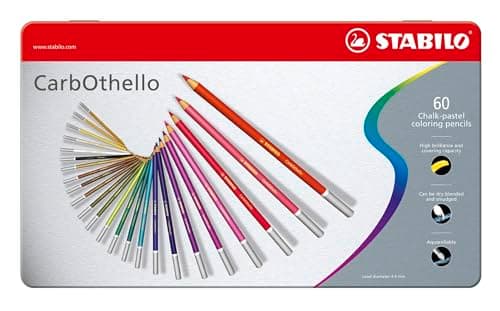 STABILO CarbOthello Lot de 60 crayons à craie pastel avec étui en métal 60 couleurs différentes