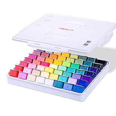 MIYA Gouache Peinture à l'aquarelle opaque Set de 56 Couleurs x 30ml Design unique de tasse de gelée dans un étui de transport parfait pour les artistes, les étudiants