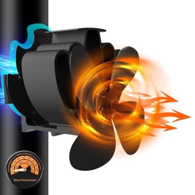 Magnétiques Ventilateur Poele à Bois, Silencieux Ventilateur Cheminée Alimenté à la Chaleur 4 Pales Ventilateur de Poêle avec Plaque de déviation modifiée pour Cheminée Tuyau/Poêle à Granulés/Pellet