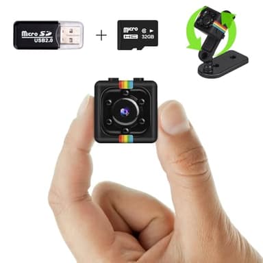 Bextgoo Camera Espion, Pas de WiFi Requis, 1080P FHD Mini Camera Espion sans Fil avec Carte Mémoire de 32 Go, Caméra Cachée, Détection de Mouvement, Support Rotatif à 360°, pour Voyage, Vélo
