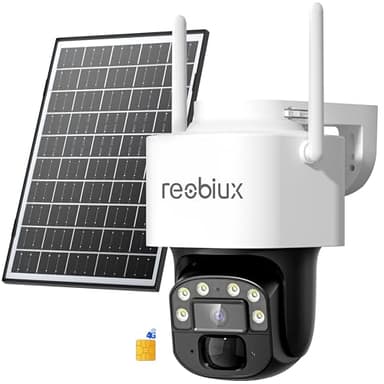 Reobiux 4G LTE Camera Surveillance Exterieur sans Fil, 2K 3MP PTZ Camera Solaire avec Carte SIM sans WiFi, Vision Nocturne, Détection Humaine PIR, Audio Bidirectionnel, Batterie 10400 mAh, IP65
