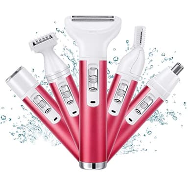 ACWOO Rasoir Electrique Femme, Tondeuse Femme Indolore, 5 En 1 Rasoir Indolore avec 5 Têtes Flottantes, Tondeuse à Cheveux Sans Fil Rechargeable la Barbe, Bras, Jambes, Aisselles, Maillot