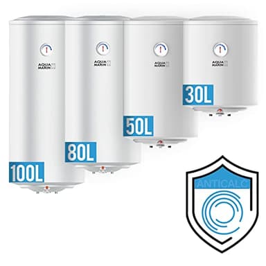 Aquamarin® Chauffe-Eau Électrique - Modèle ANTI-CALCAIRE, Réservoir avec Capacité de 50 Litres, Thermostat à 75°C, 1.5 kW, CEE : C - Ballon d'Eau Chaude