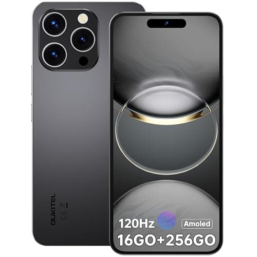 OUKITEL P1 - Telephone Portable Android 14,120Hz AMOLED FHD+ 6,7" Téléphone Portable Débloqué 4G,Helio G99,24Go (8+16) RAM+256Go/2To, Smartphone 5150mAh,50MP/Face ID/Fingerprint/2Ans Garantie,Noir