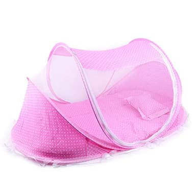 Lit de bébé Pliable Moustiquaire Lit de Voyage Portable Lit de Sommeil pour Nouveau-né (Rose)