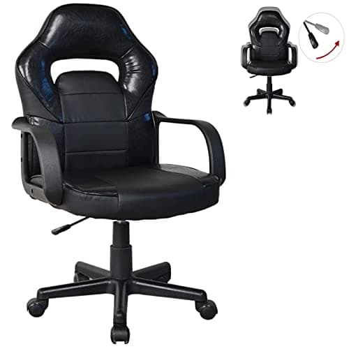 VDD Chaise de Bureau Thomas Junior - Chaise Gamer Style Gaming Racing - Hauteur réglable - Noir