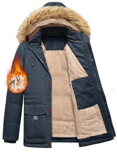 Nadeer Manteau Homme Hiver Polaire Chaud Veste Parka Coupe-Vent de Mode Décontractée Manteau à Capuche Manches Longues Blouson Zippé Outercoat avec Poches