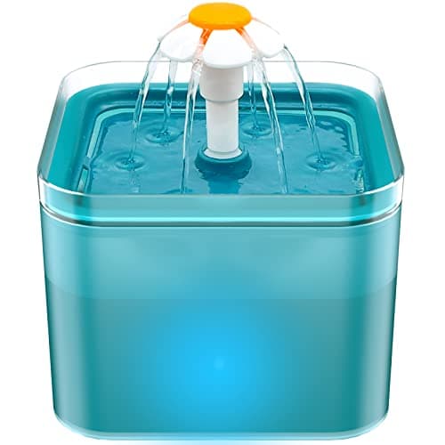 AONBOY Fontaine à Eau pour Chat Ultra Silencieux, Lumière LED, 2 litres, Filtration Multiple, 3 Modes d'Ecoulement de l'Eau