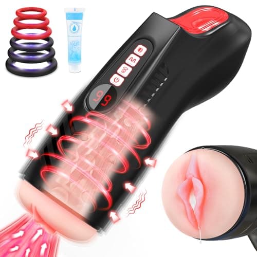 Masturbateur Homme Succion Sex Toys - Masturbateurs Masculins LED Sex Toýs Homme Réaliste, 9 Succions & Vibrations Masturbâteur Homme Mains Libres avec 6 Anneaux Péniens Jouet Adulte Sextoy Homme