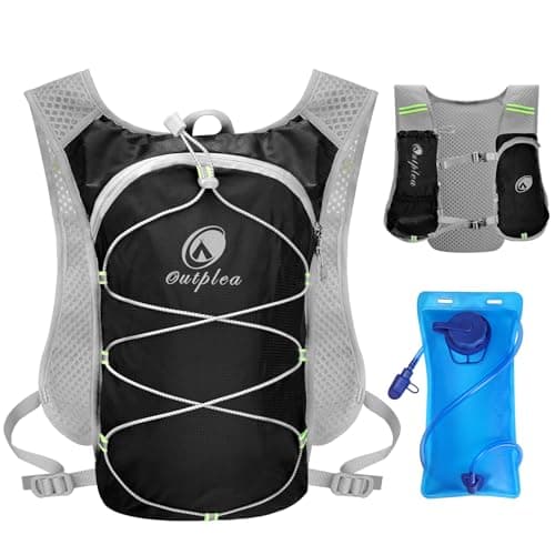 Outplea Sac à Dos Hydratation Marathoner avec Poche à Eau 2 L, Gilet Hydratation Running Ultraléger, Sac Eau Running de Camping Randonnée Trail Sport, Noir