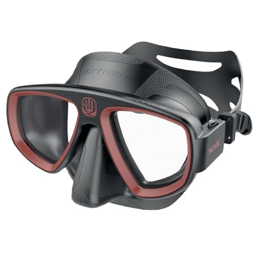 SEAC Extreme 50, Masque de plongée et de chasse sous-marine avec lentilles optiques en option Noir/Rouge Taille Unique