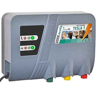 VOSS.farming Électrificateur Tesla 7" Duo Extra Power 230V, 10.000 Volt, 7 Joule, pour Clôtures Longues, Végétation Lourde Clôture électrique Cheval