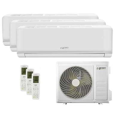 Green Electric Plus Climatiseur Trial Split 9000 + 9000 + 12000 BTU, Wi-Fi R32, Efficacité Énergétique A++/A+, Trois Unités Intérieures et 1 Unité Extérieure, avec Télécommande, Faible Consommation