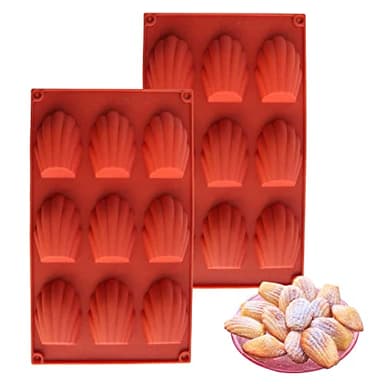 Lovesmile Moule Madeleine, 2 Pièces Moule Madeleine Silicone, Moule Madeleine Cake Factory, Moule Mini Madeleine Convient pour Gâteaux Chocolat Biscuits Glaçons(9 Cavités)