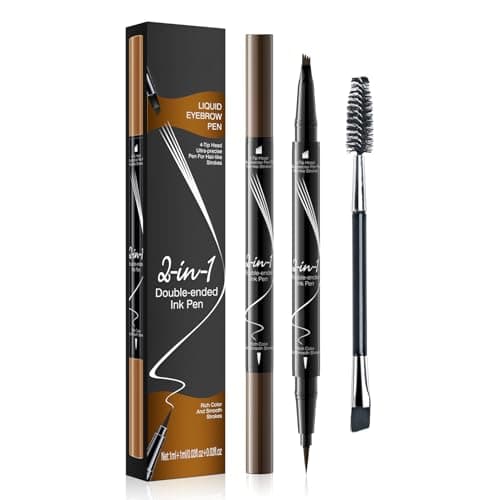 Crayon à sourcils imperméable, crayon à sourcils microblading à double extrémité 2 en 1 (Marron foncé)