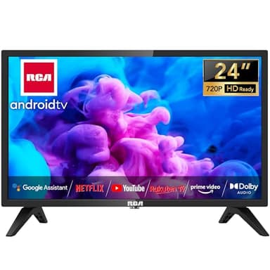 RCA Téléviseur 24 Pouces (60 cm) Android Smart TV HD Ready WiFi Connectée avec Bluetooth Triple Tuner Dolby Audio Google Play Store Youtube Netflix Prime Video VEVO Fonctionne Google Assistant