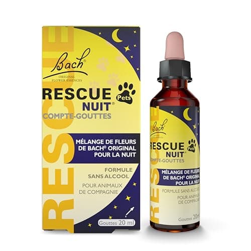RESCUE NUIT PETS - Compte-Gouttes - Sérénité pour Animaux - Idéal Voyage, Toilettage, Bruit - Vegan & Sans Alcool - 20 ml