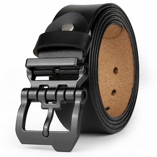 JingHao Ceinture Homme,Ceinture en Cuir Pour Hommes,Ceinture Homme Pour Jeans,Décontracté Travail Hommes Cow-Boy Grande Taille 110cm-160cm Noir Marron 38mm (31"-33"/ longueur 110cm, Noir)