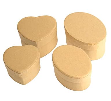 Pracht Creatives Hobby 7648-02541 Set Carton Kraft, 4 boîtes Cadeaux, cœur et 2 x Ovale, avec Couvercle pour décorer, Conserver et Offrir, Cardboard, Natural, one size