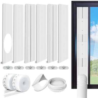 LINGKY Kit de Fenêtre Climatiseur Mobile, Kit de Glissière de Fenêtre Climatiseur Portable, Kit Calfeutrage Fenêtre Coulissante Climatiseur Mobile avec Adaptateur de Tuyau Universelle