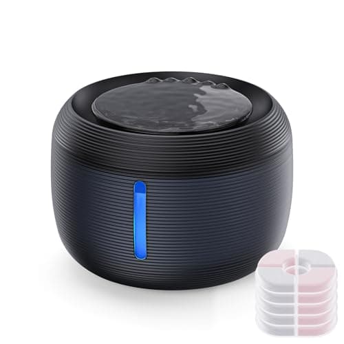 Johgee 2.5L Fontaine a Eau Chat,Ultra Silencieuse Distributeur Eau Chat avec fenêtre de Niveau d'eau LED, Anti Calcaire avec 5 Packs de Filtres, sans BPA, Facile à Nettoyer, Filtre Fontaine