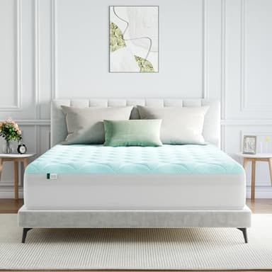 Novilla Surmatelas Cooling 140x190cm, Tissu Doux pour la Peau avec Facteur de Refroidissement, Air-Layer à Trois Couches Respirant, 3cm Rembourrage en Fibres, Bord Élastique 30 cm, Lavable