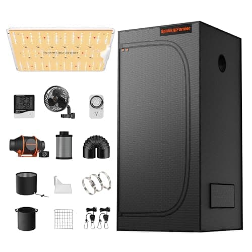 SPIDER FARMER SF1000D Tente de Culture Kit Complet Lampe de Culture LED Plein Spectre Samsung LM301B LEDs Kit Complet de Culture 60x60x140cm Hydroponique 1680D Growing Tent Kit Système d'aération