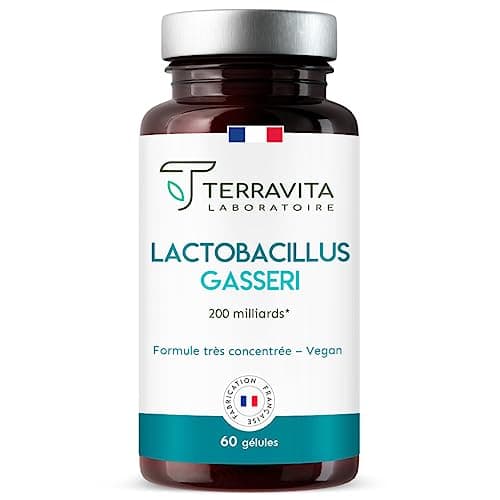 LACTOBACILLUS GASSERI | Ferments Lactiques Minceur | Souche Concentrée 200 Milliards/g | Flore Intestinale Digestion & Ballonnements | 60 Gélules Vegan Gastrorésistantes | Made in France | Terravita