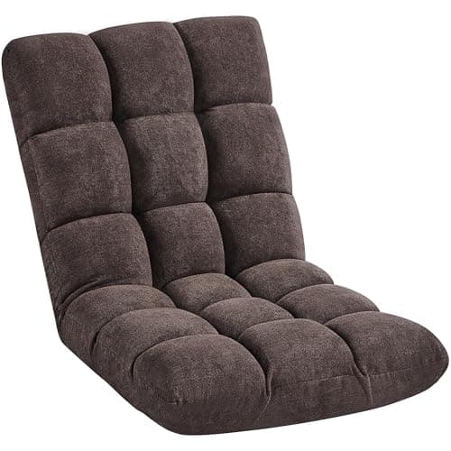 Yaheetech Fauteuil de Sol Pliable Paresseux Tatami Chaise de Sol Dossier Multiposition Fauteuil Bas Convertible pour Maison Bureau Brun
