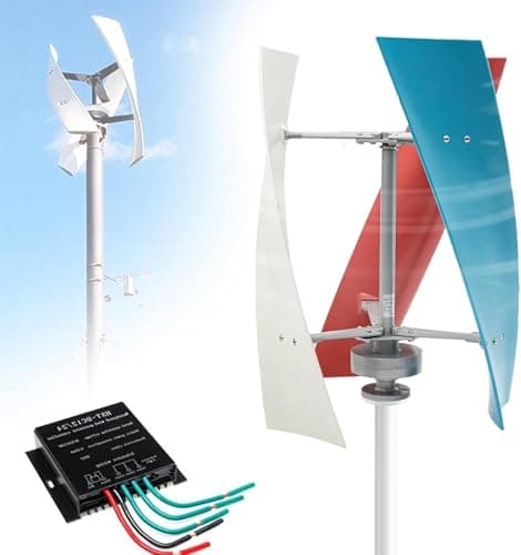 Éolienne Verticale 18000W, Générateur d'énergie, Kit d'énergie éolienne, 12V 24V 48V 110V 220V 3 Pales avec Contrôleur, Kit d'éolienne, pour Supplémentation énergétique Domestique(White,220V)