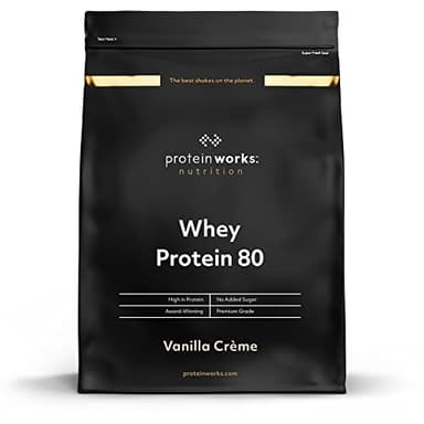 THE PROTEIN WORKS Whey Protéine 80 (Concentré) | 82% de protéines | Shake à faible teneur en sucre et à forte teneur en protéines | Crème Vanillée | 500g