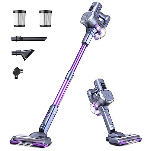 Lubluelu Aspirateur Balai sans Fil Aspirateur Autoportant, Aspirateur sans Fil Puissant Aspirateur Balai 50min Autonomie, Batterie Amovible pour Sol Dur, Poils d'animaux