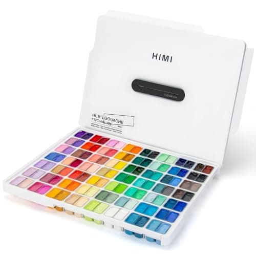 ARTFLY HIMI Set de peinture gouache, 112 couleurs x 12ml double tasse à gelée, design unique en forme de coupe gélifiée dans un étui portable, peinture à gouache opaque(Blanc)