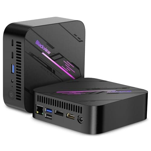 Blackview MP100 Mini PC 2025 New Win 11 Pro, AMD Ryzen 7 5825U(8C/16T, jusqu'à 4.5 GHz), LPDDR4 16GB RAM 512GB, WiFi6, 4K UHD Triple écran Tour PC, Double LAN, Mini Ordinateur VESA pour Bureau/Maison