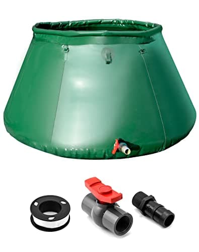 QWORK® récupérateur Eau de pluie1000L, Baril d'eau 1000L, Baril de Pluie Pliable, avec Robinet de Sortie