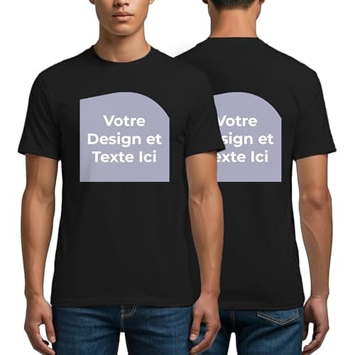 Cimpress Tee Shirt Personnalisable Tshirt Personnalisé T-Shirts à Manches Courtes Homme T-Shirt Personnalisée avec Votre Photo Texte