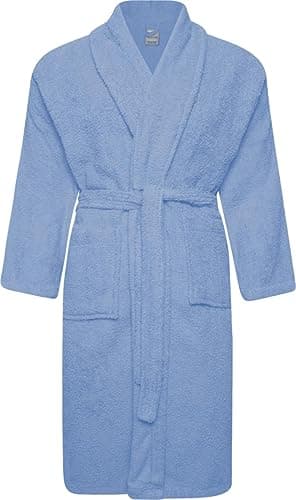 Adore Home Peignoir à col châle en Tissu éponge 100% Coton - XXL, Bleu Clair