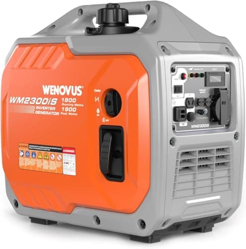 WENOVUS Groupe Electrogene Silencieux Inverter 1900W Essence Generateur Portable 4 Temps 2 USB Affichage LED 3-en-1 et 2 Prises 230V, Generateur Léger Pour les Caravanes, Garage, Jardin, Camping