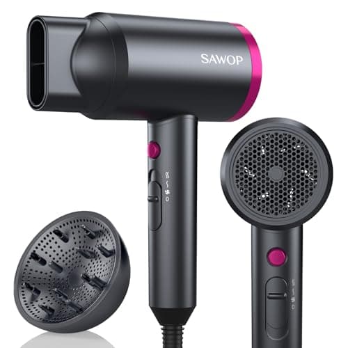SAWOP Seche Cheveux Diffuseur Boucle, Sèche-cheveux Ionique, Sèche-cheveux 1800W Avec Embout Pour un Séchage Rapide, Sèche-cheveux de Salon Avec Bouton Chaud/Froid Pour Femmes/Hommes