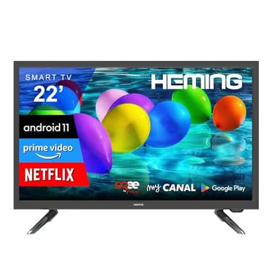 Heming Smart TV 22" (55 cm) Android Connecté Internet WiFi avec Bluetooth - 12V/24V/220V - Camping Car Camion Fourgon Poids Lourd Caravane Bateau Cuisine - Garantie 2 Ans