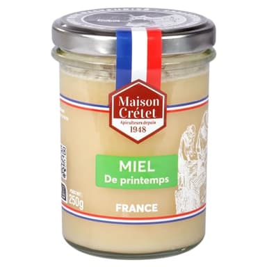 Maison Crétet | Miel de france de printemps | Miel non pasteurisé | 100% naturel | pot verre 250g