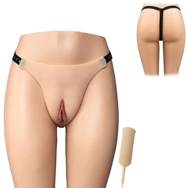 Tex-Eorey Culotte De Vagin en Silicone Faux Culotte De Chameau Réaliste Culotte Gaff pour Homme pour Travesti Transgenre,Wheat,One Size