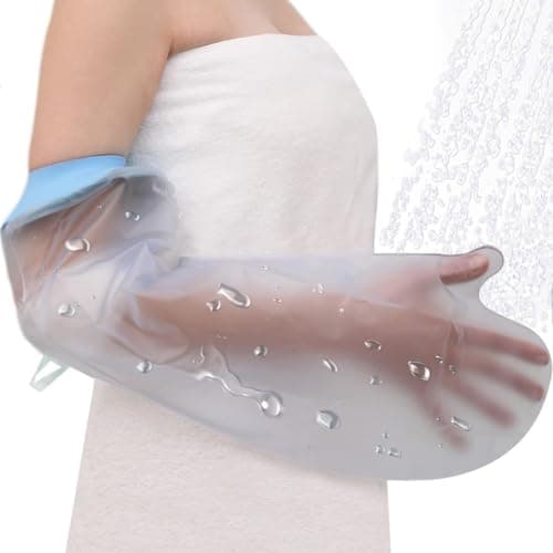 Nokwocy Protection de douche, protection en plâtre, imperméable, bras en plâtre, réutilisable, protection imperméable pour bras en plâtre pour la douche et le bain, manches courtes