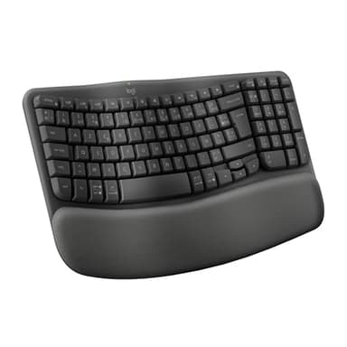 Logitech Wave Keys - Clavier Ergonomique sans Fil, Repose-Poignets rembourré, Frappe Naturelle econfortable, Easy-Switch, Bluetooth, récepteur Logi Bolt,Multi-SE,Windows/Mac, Français AZERTY-Graphite