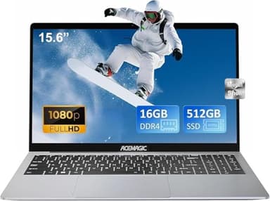 ACEMAGIC 2025 Ordinateur Portable in-tel Quad-Core N150,PC Portable,15,6 Pouces FHD16Go DDR4 512Go SSD,Boîtier Métallique,Wi-FI,BT5.0,USB 3,2,Type C,HDMI,Gris